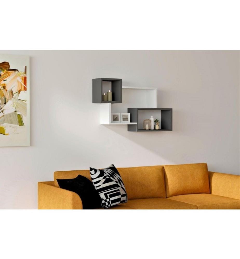 Etagère murale, blanc anthracite, panneau de particules mélaminé