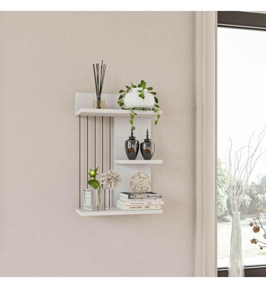 Etagère murale, blanc, panneau de particules mélaminé