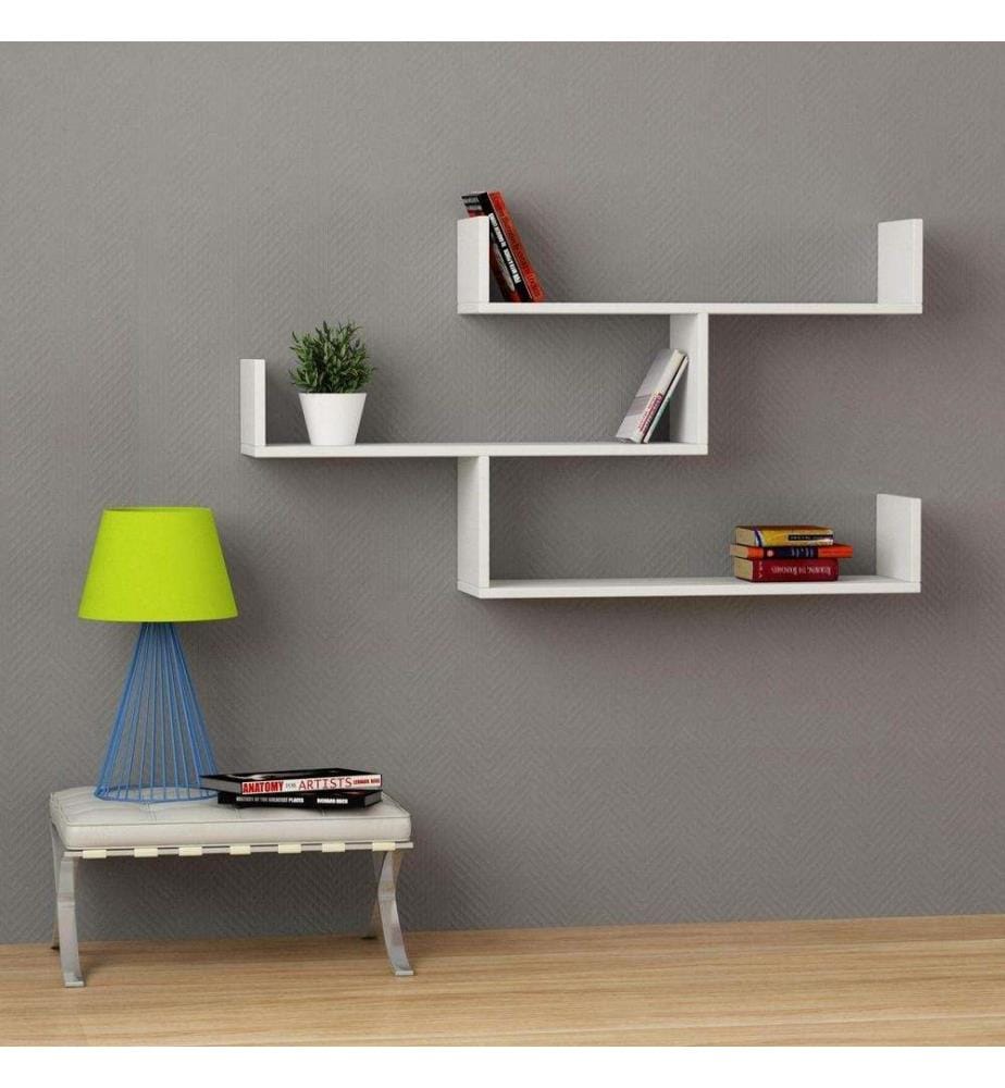 Etagère murale, blanc, panneau de particules mélaminé