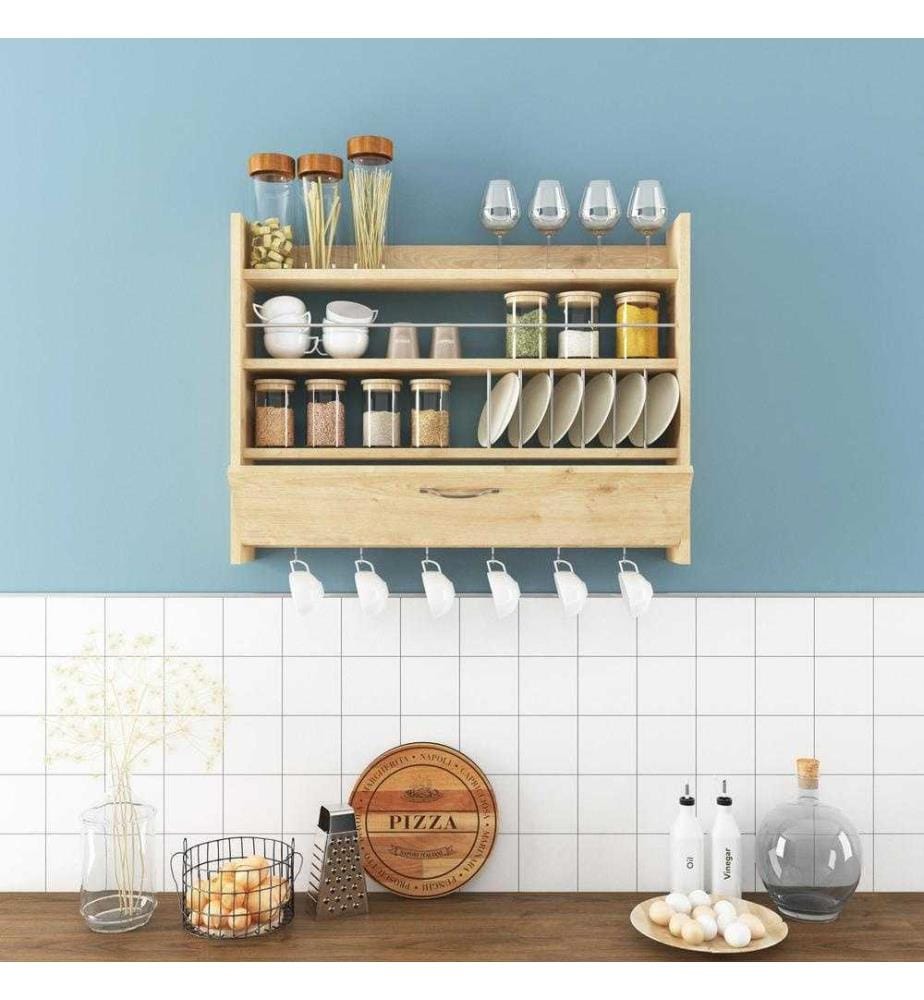 Etagère de cuisine, chêne, panneau de particules mélaminé