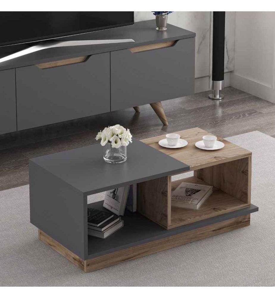 Table basse, Anthracite, Chêne, Panneau de particules mélaminé
