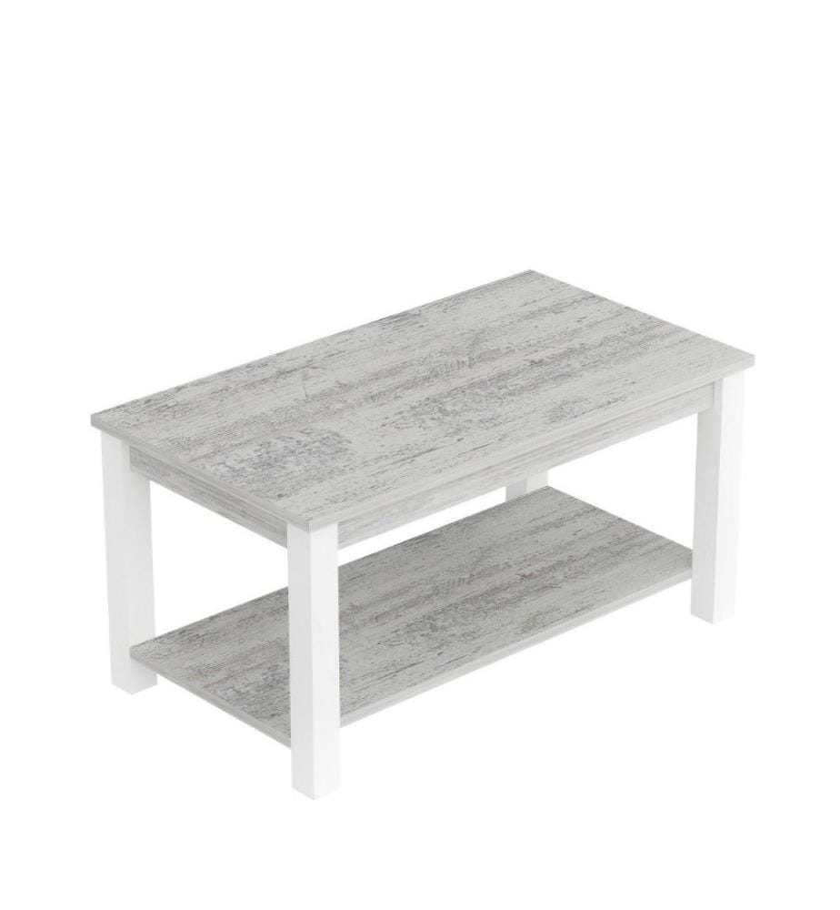 Couchtisch, Weiss, Grau, Melaminbeschichtete Spanplatte