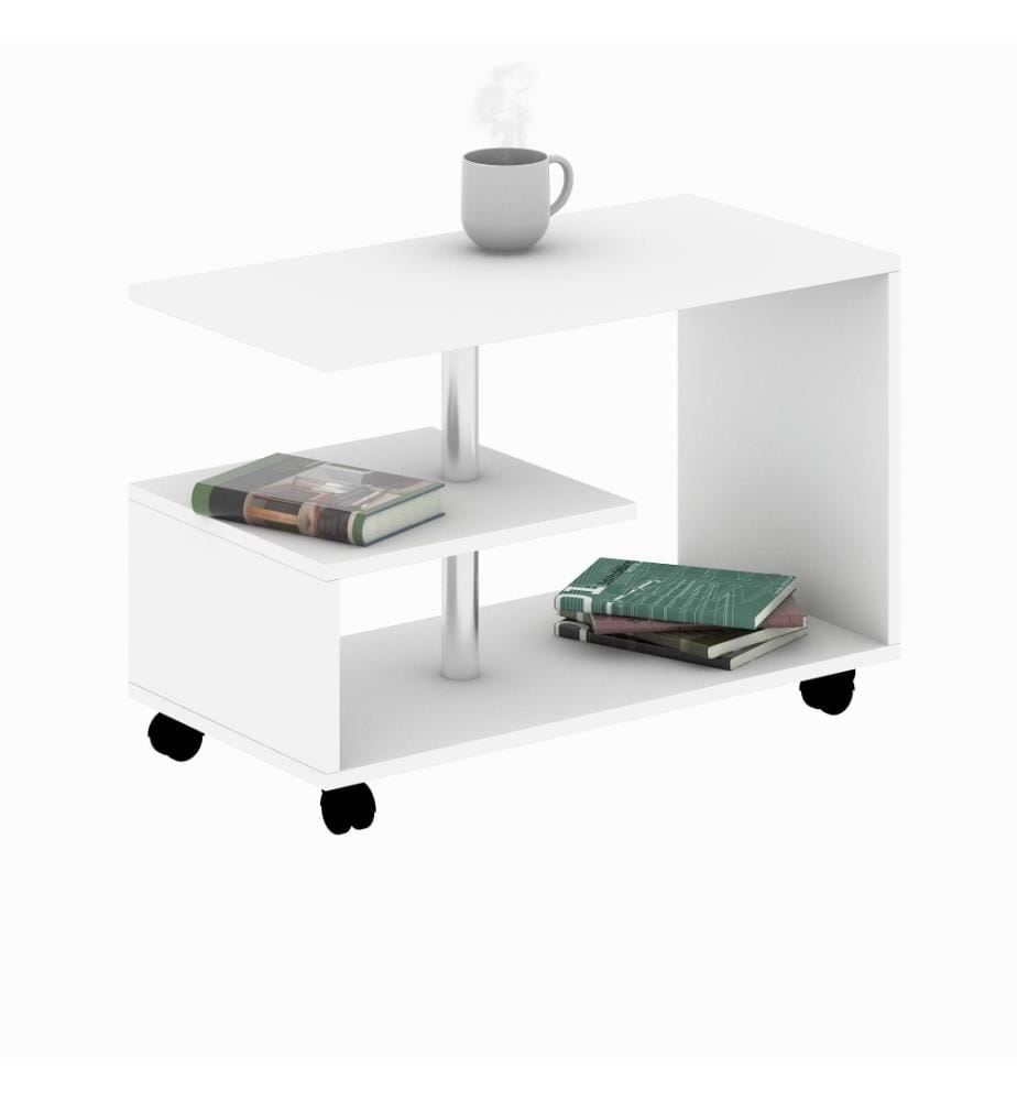Table basse, blanc, panneau de particules mélaminé