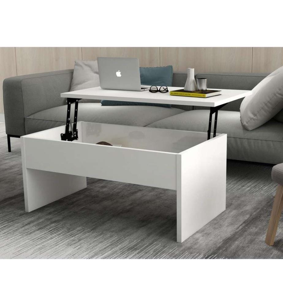 Table basse, blanc, panneau de particules mélaminé