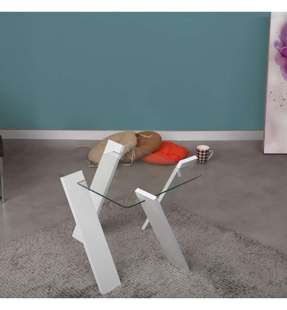 Table basse, blanc, panneau de particules mélaminé