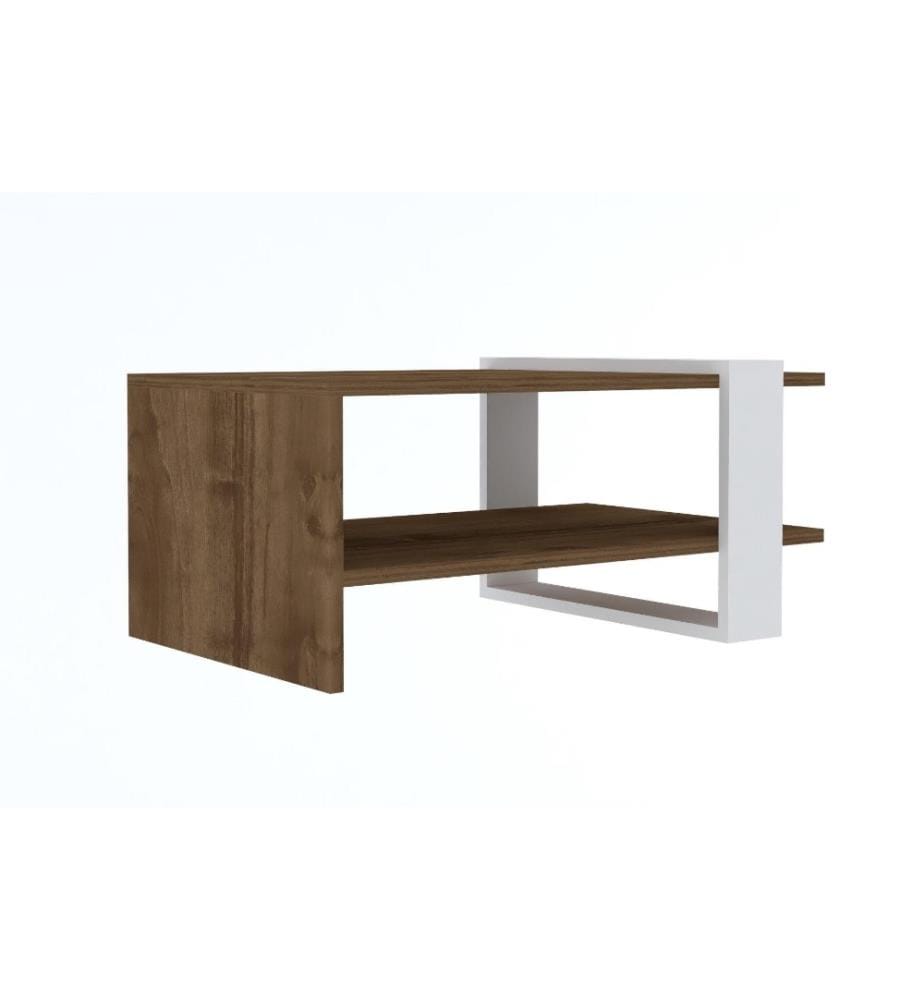 Table basse, noyer, blanc, panneau de particules mélaminé