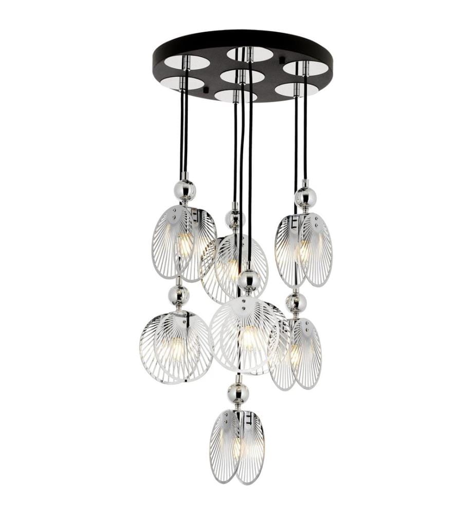 Kronleuchter, Chrom, Metallgehäuse, Glasabdeckung