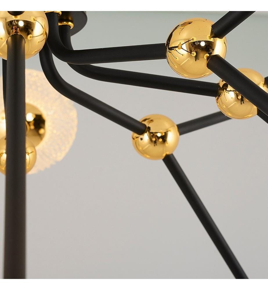 Kronleuchter, Schwarz, Metallgehäuse, Glasabdeckung