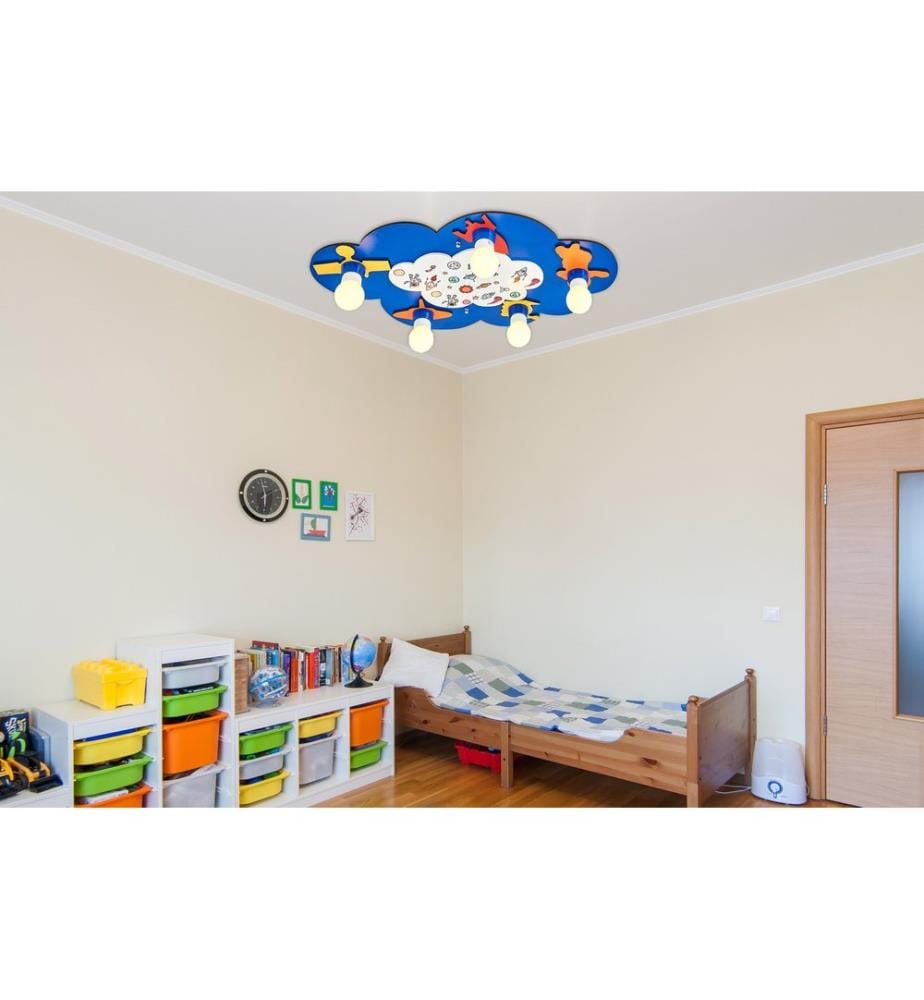 Lustre, Bleu, Corps en bois