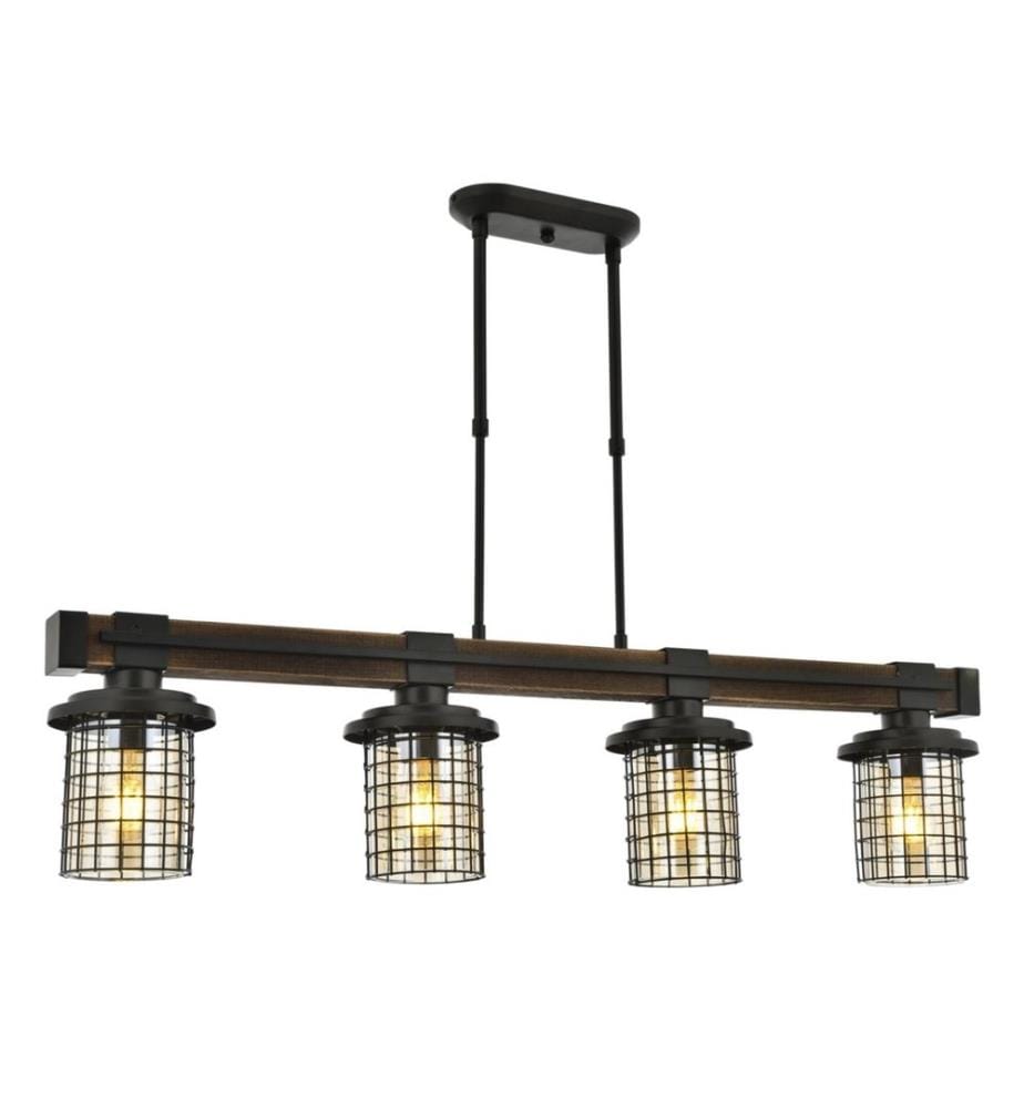 Kronleuchter, Schwarz, Eiche, Metallgehäuse, Glasabdeckung