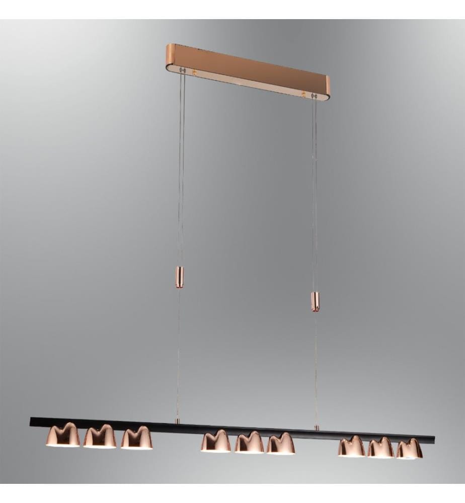 Kronleuchter, Roségold, Metallgehäuse / Acrylabdeckung