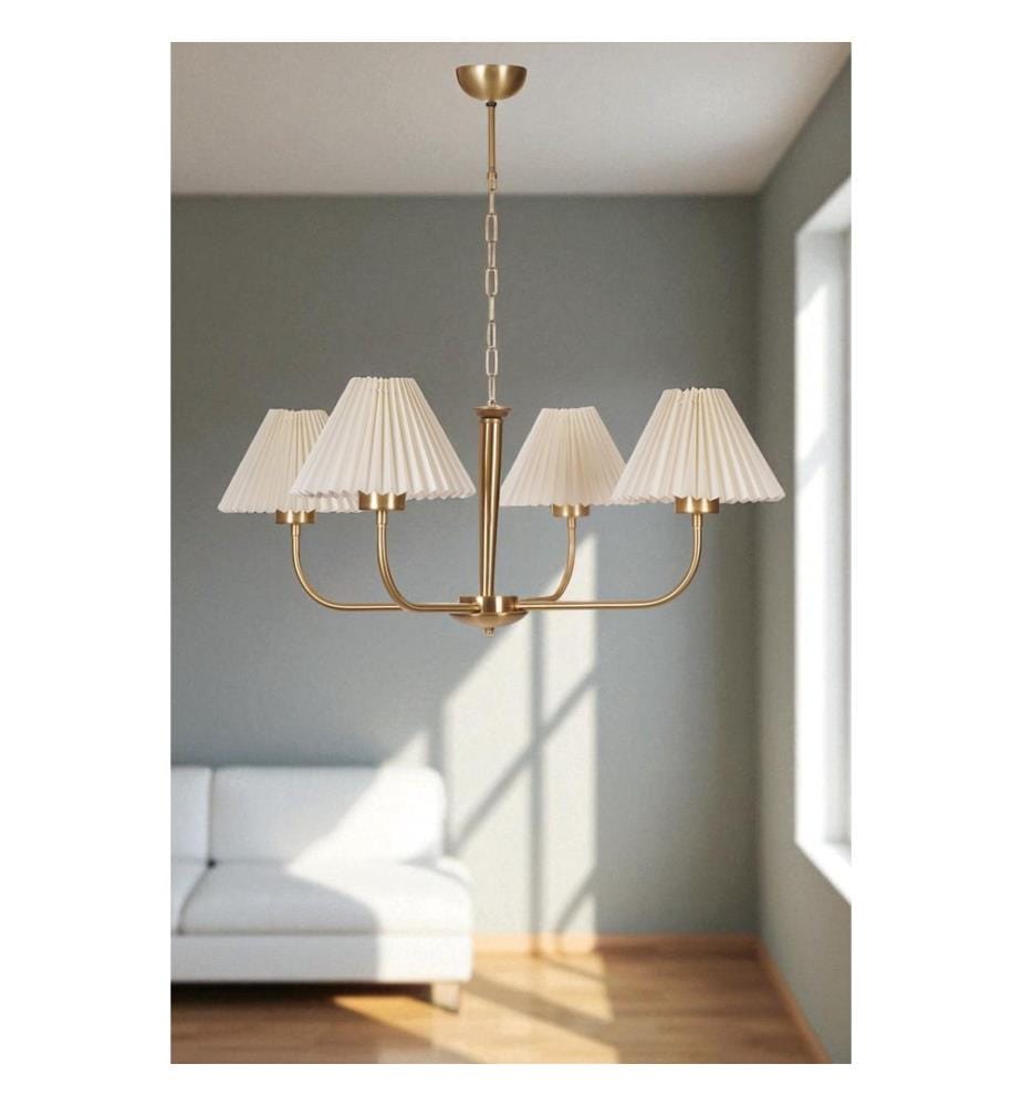 Kronleuchter, Creme, Gold, Metallkorpus