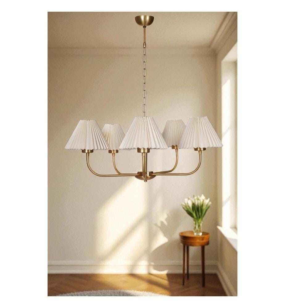 Kronleuchter, Creme, Gold, Metallkorpus