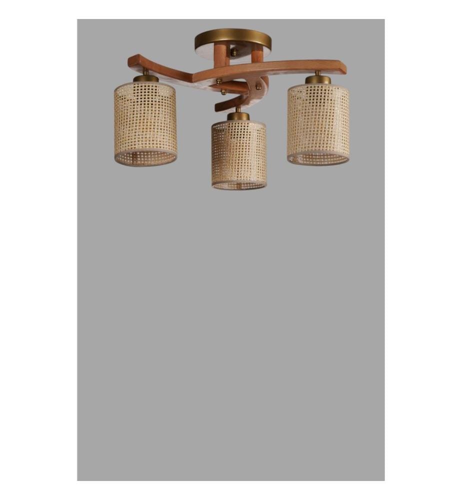 Kronleuchter, Beige, Walnuss, Gold, Metallkorpus