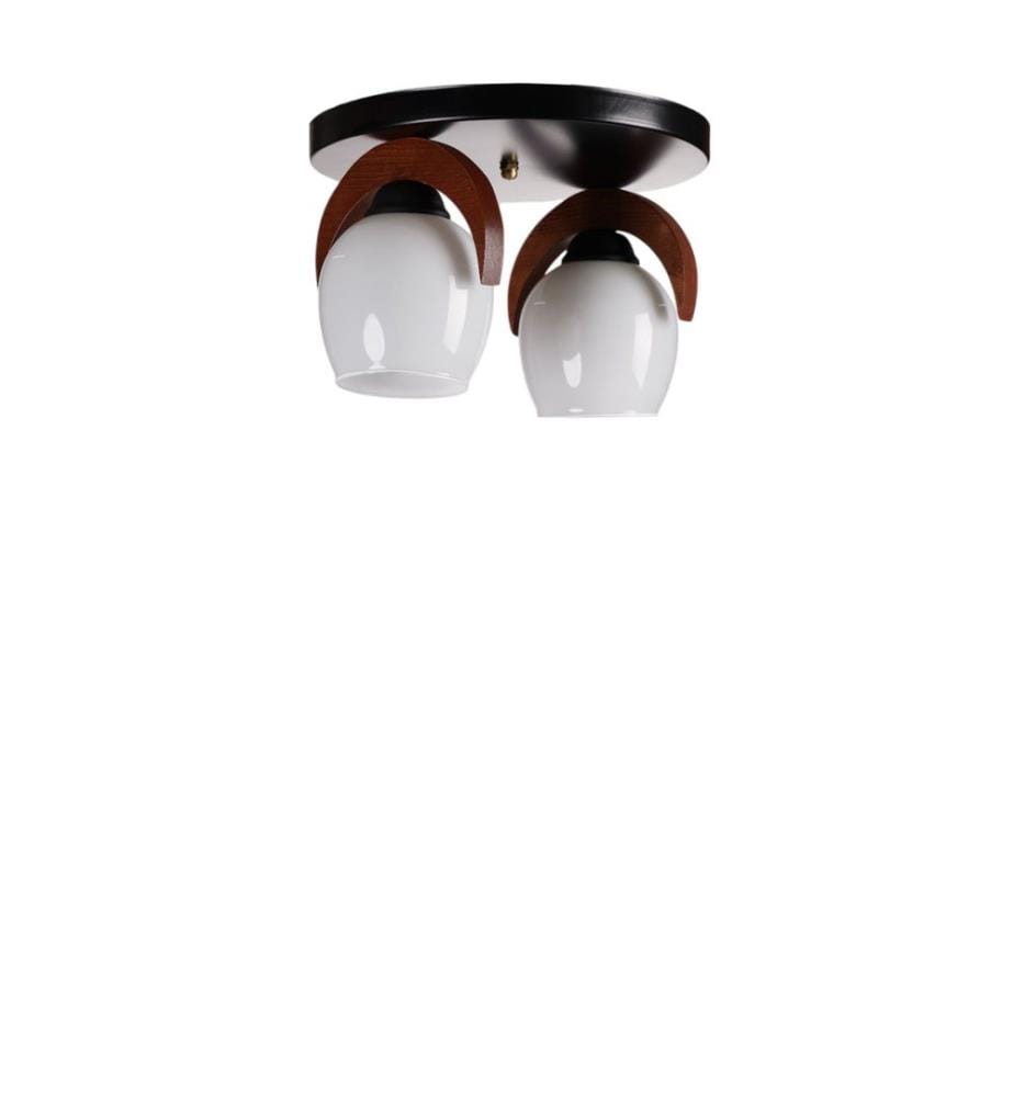 Kronleuchter, Weiss, Walnuss, Schwarz, Metallkorpus mit Holzdetails
