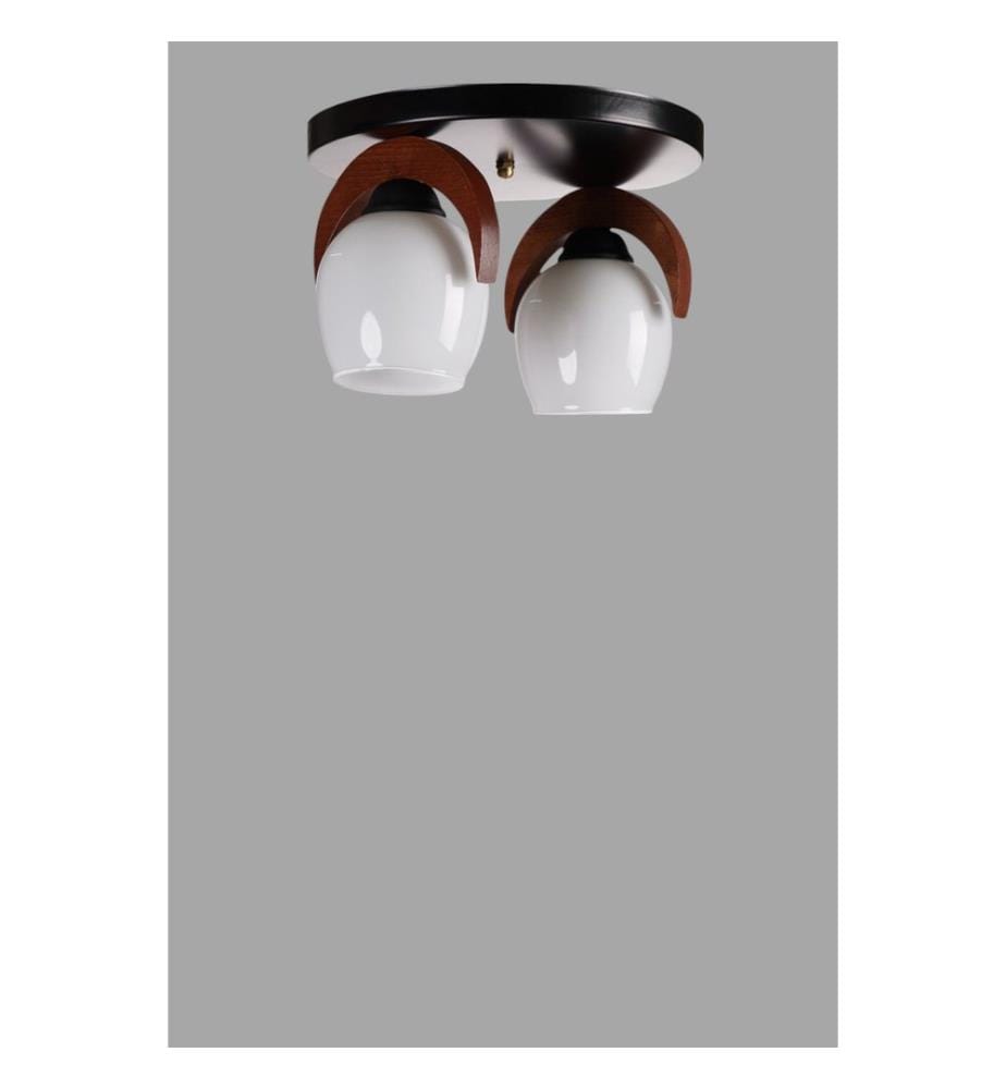Kronleuchter, Weiss, Walnuss, Schwarz, Metallkorpus mit Holzdetails