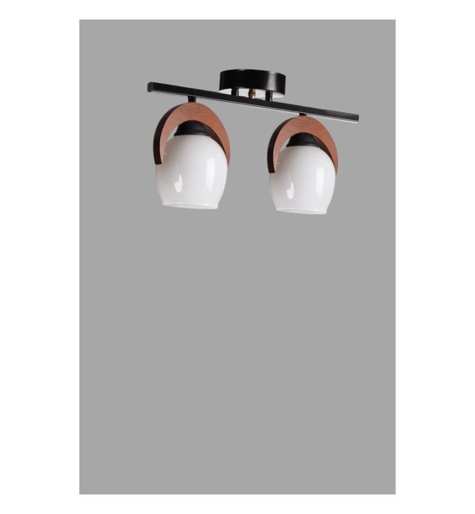 Kronleuchter, Weiss, Walnuss, Schwarz, Metallkorpus mit Holzdetails