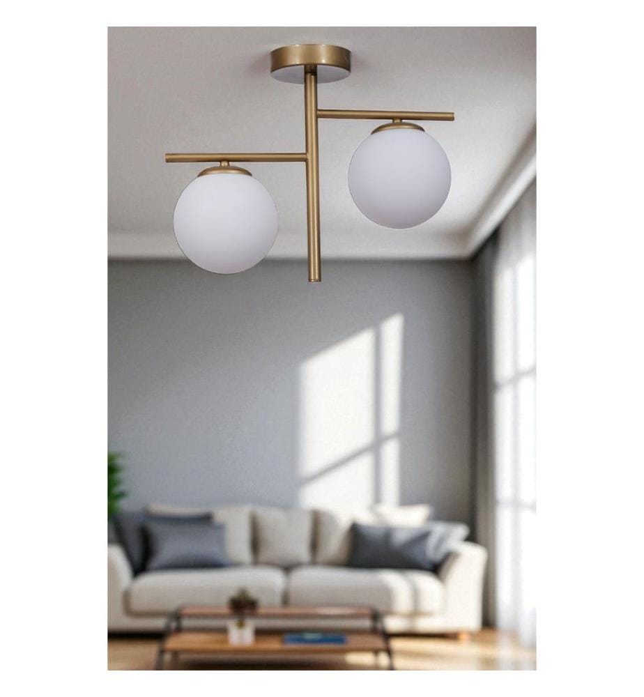 Lustre, blanc, doré, corps en métal