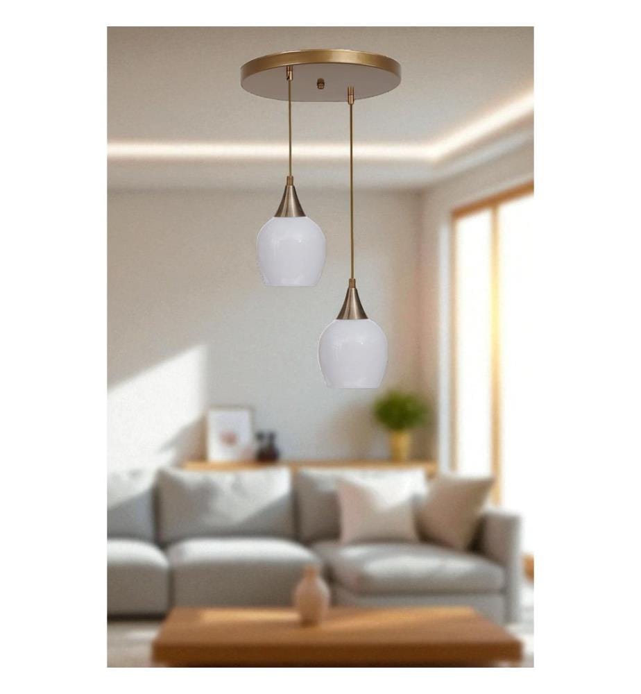 Lustre, blanc, doré, corps en métal