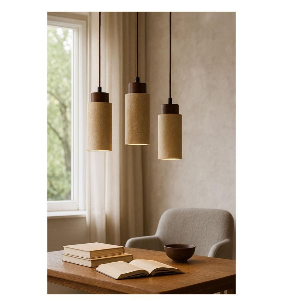 Lustre, beige, noyer, placage bois, corps métal