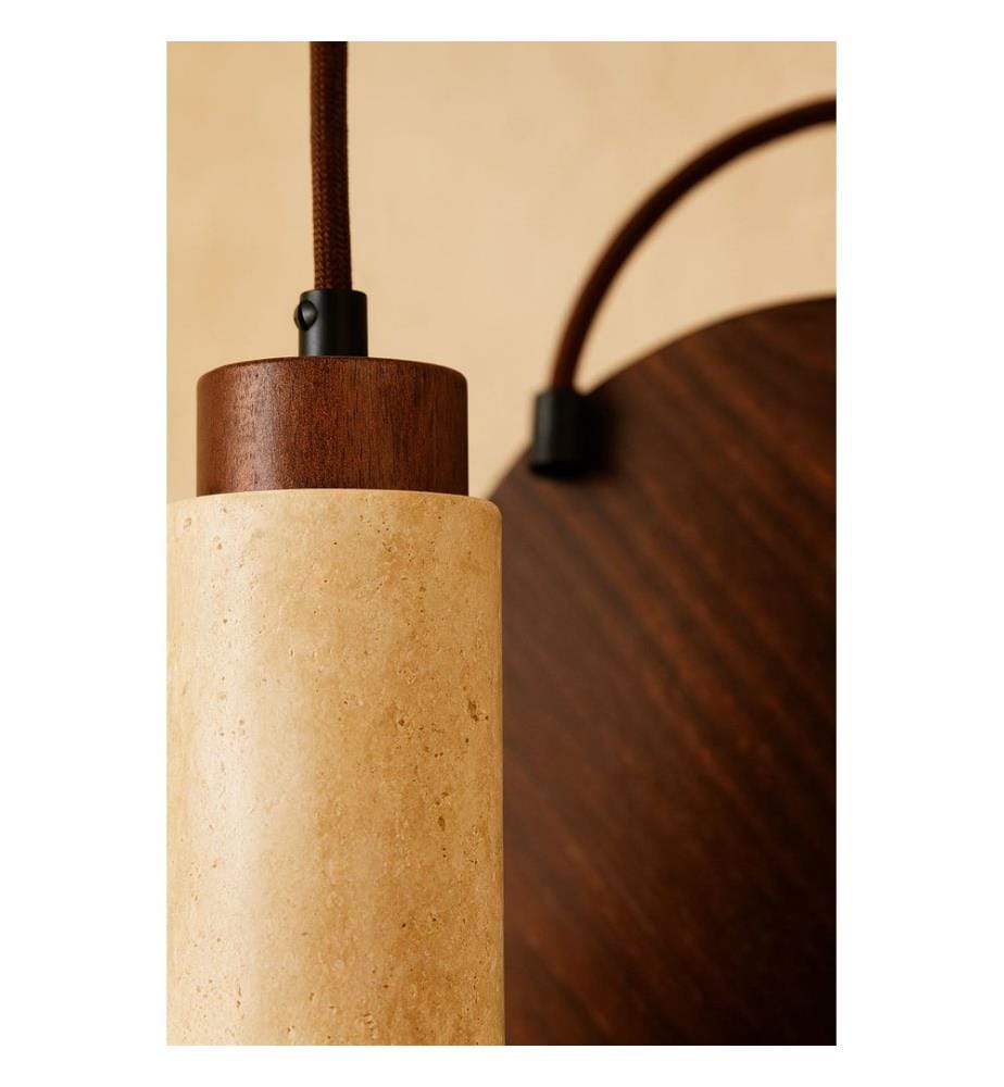 Lustre, beige, noyer, placage bois, corps métal