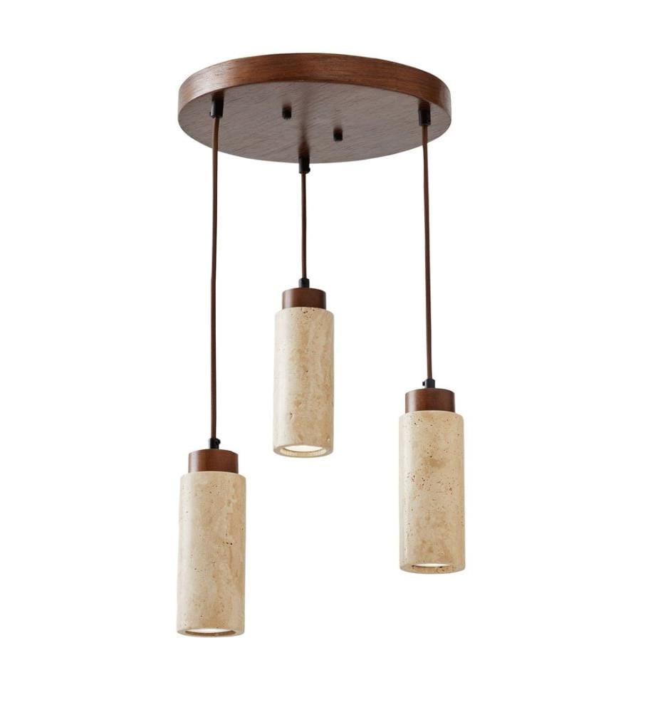 Lustre, beige, noyer, placage bois, corps métal
