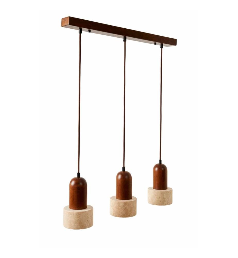 Lustre, beige, noyer, corps en bois