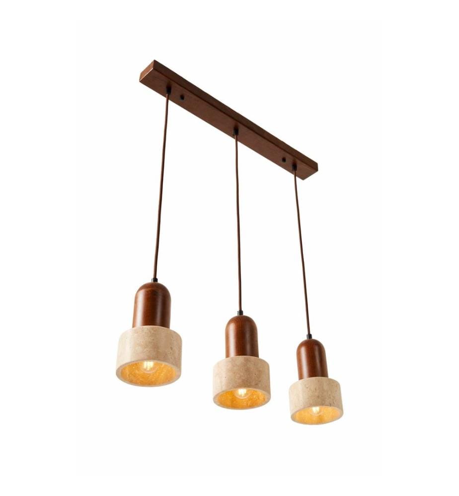 Lustre, beige, noyer, corps en bois