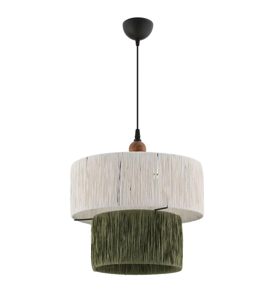 Lustre, corps en métal, vert, blanc, marron, noir