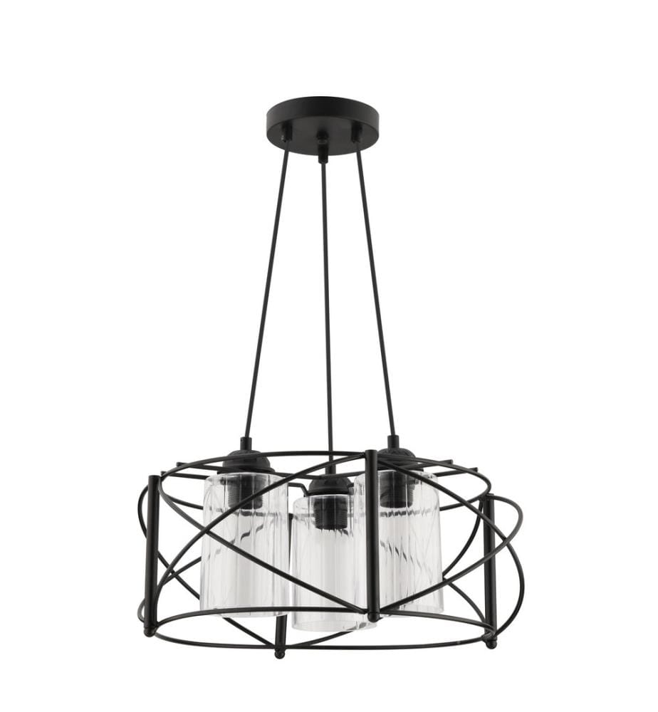 Lustre, corps en métal, noir, transparent