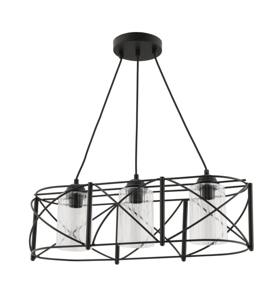 Lustre, corps en métal, noir, transparent