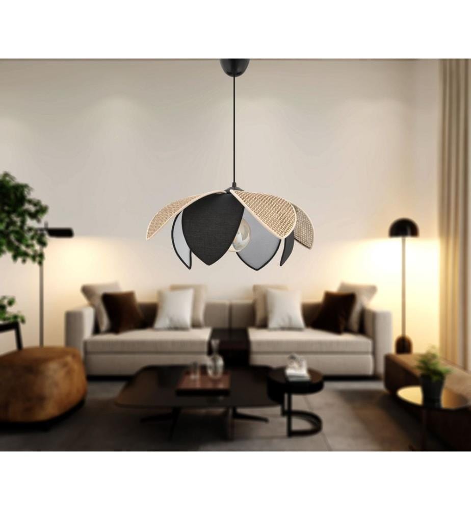 Lustre, corps en métal, beige, noir, marron