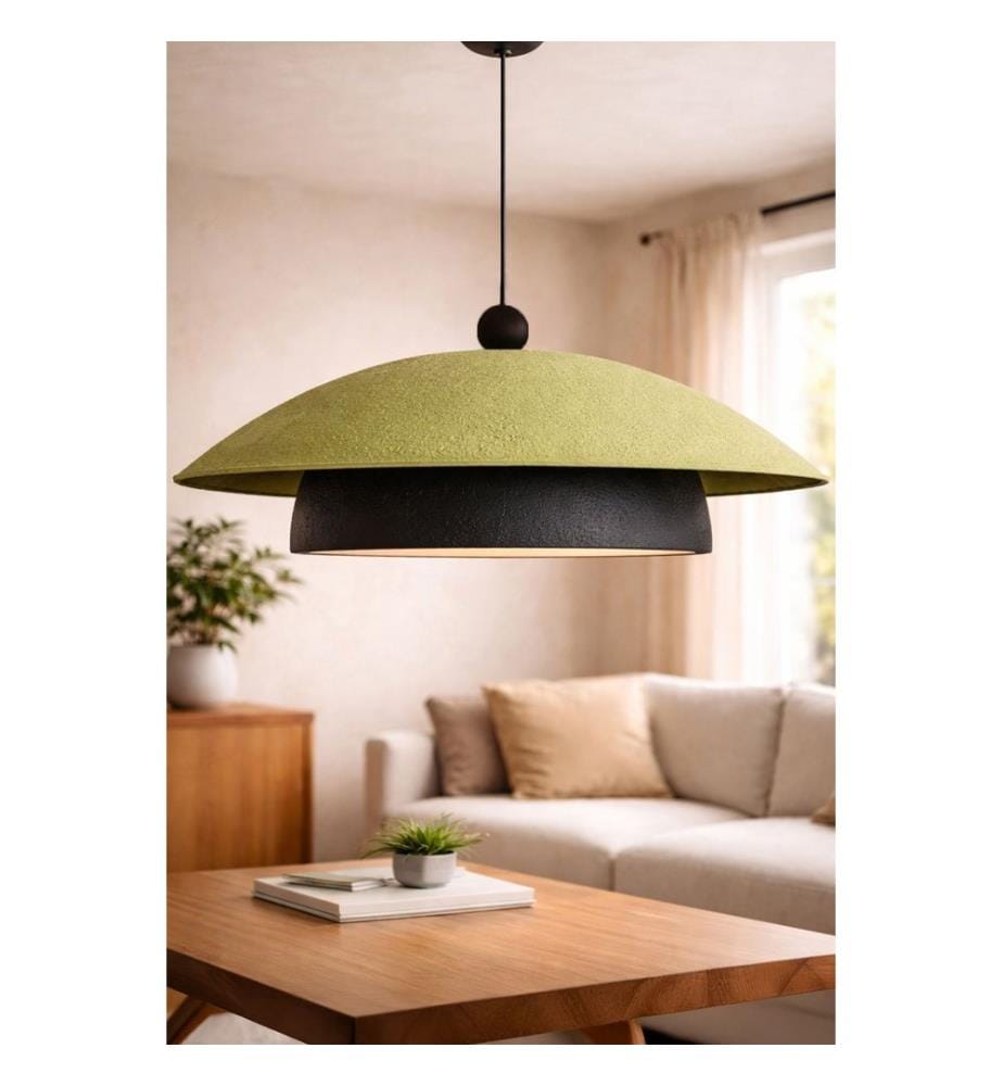 Lustre, corps en béton de carbone, vert, noir