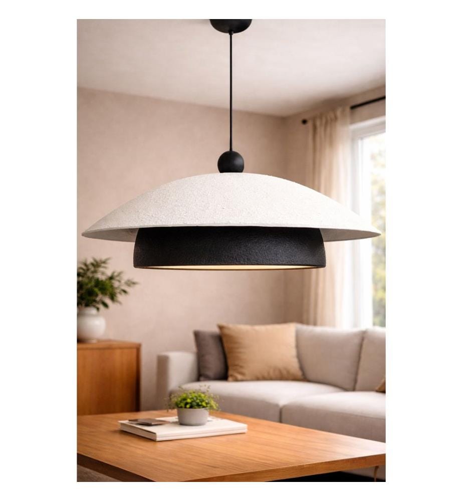 Lustre, corps en béton de carbone, noir et blanc