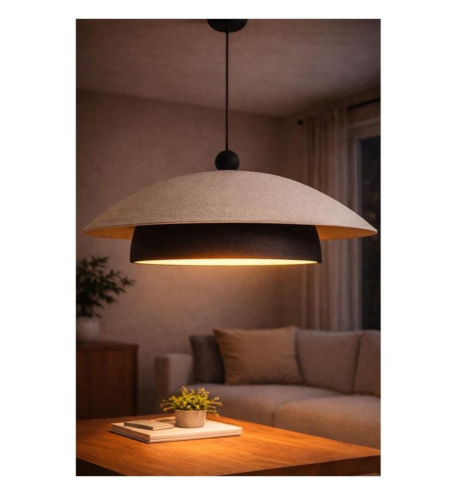 Lustre, corps en béton de carbone, noir et blanc