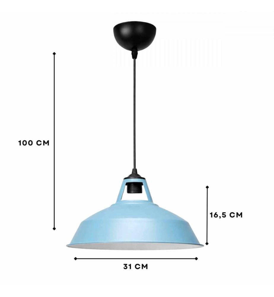 Lustre, corps en métal, bleu nuage