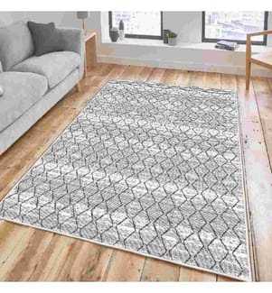 Tapis, crème, gris, blanc, 100% coton, 80 x 150 cm