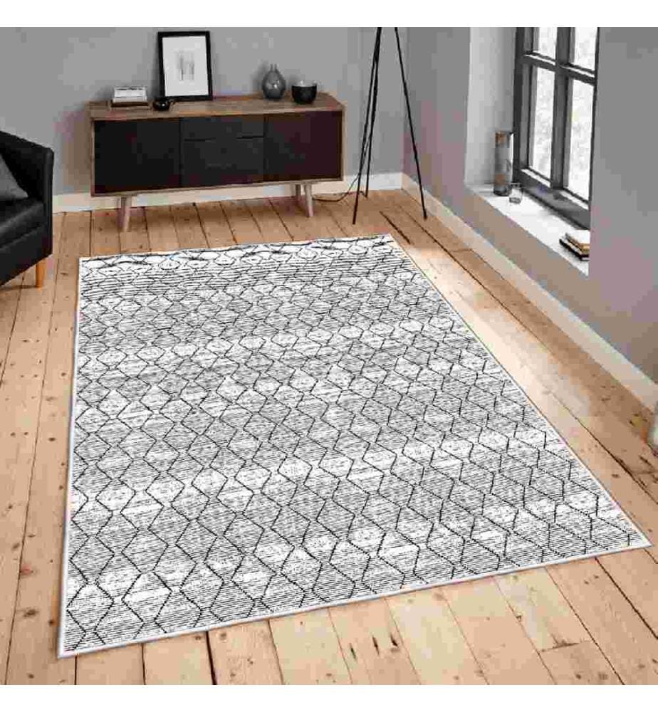 Teppich, Creme, Grau, Weiss, 100% Baumwolle, 100 x 200 cm