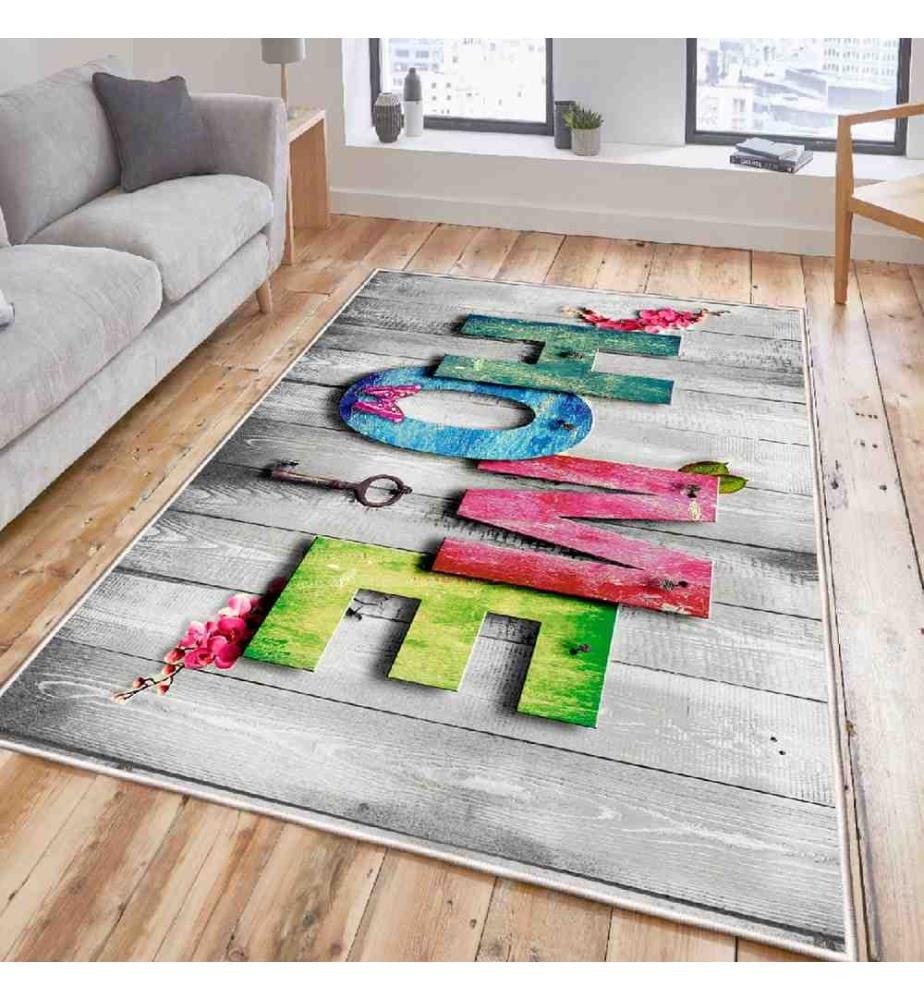 Carpet, Pink, Blue, Green, Grey, 100% Cotton, 140 x 220 cm