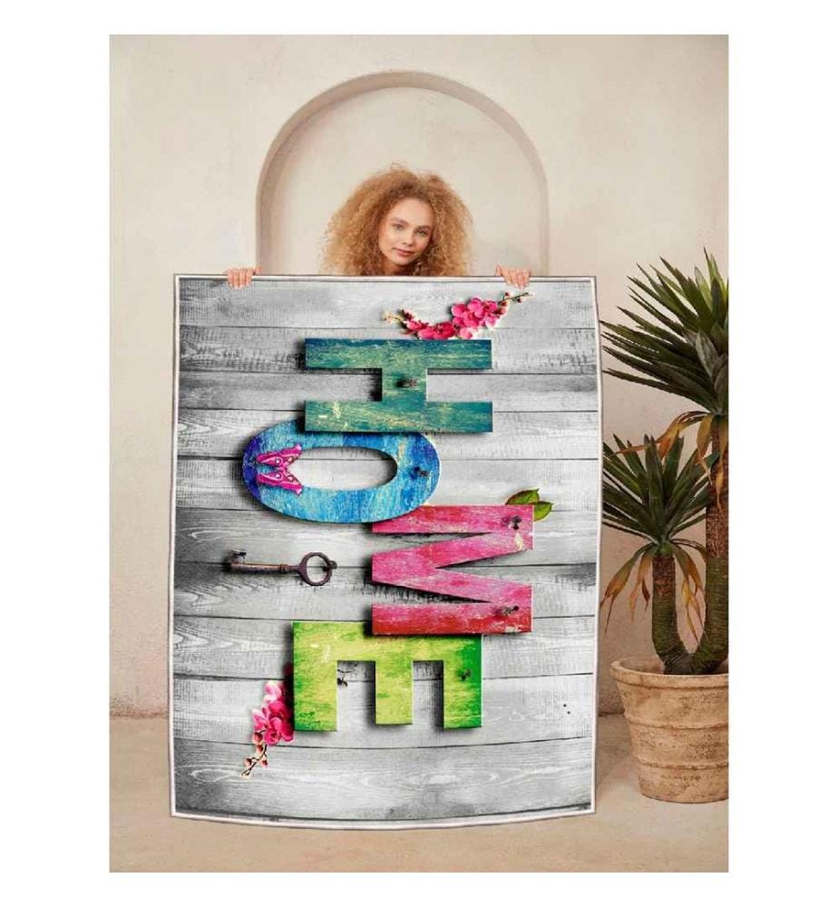 Carpet, Pink, Blue, Green, Grey, 100% Cotton, 140 x 220 cm