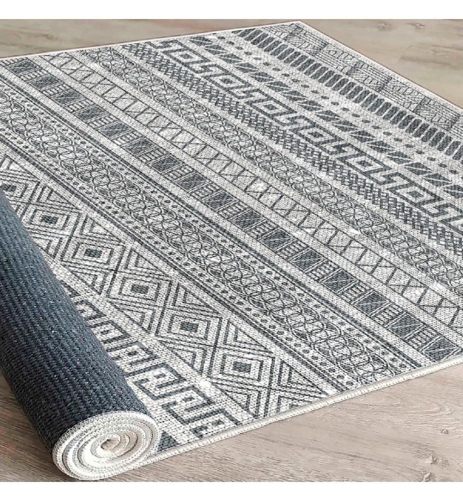 Carpet, Grey, Black, 100% Cotton, 80 x 150 cm