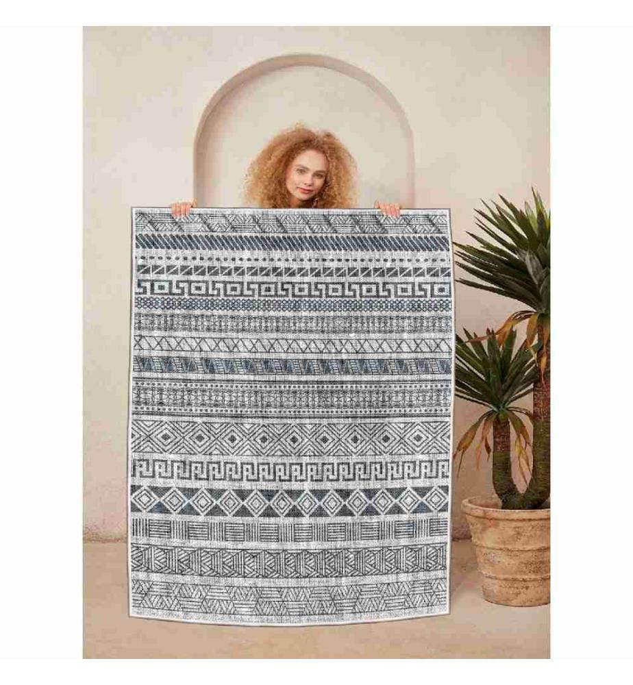 Carpet, Grey, Black, 100% Cotton, 80 x 200 cm