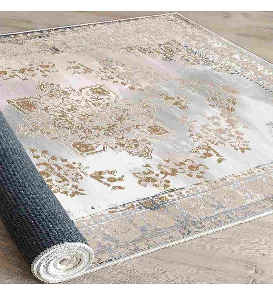Carpet, Cream, Grey, Camel, 100% Cotton, 80 x 200 cm