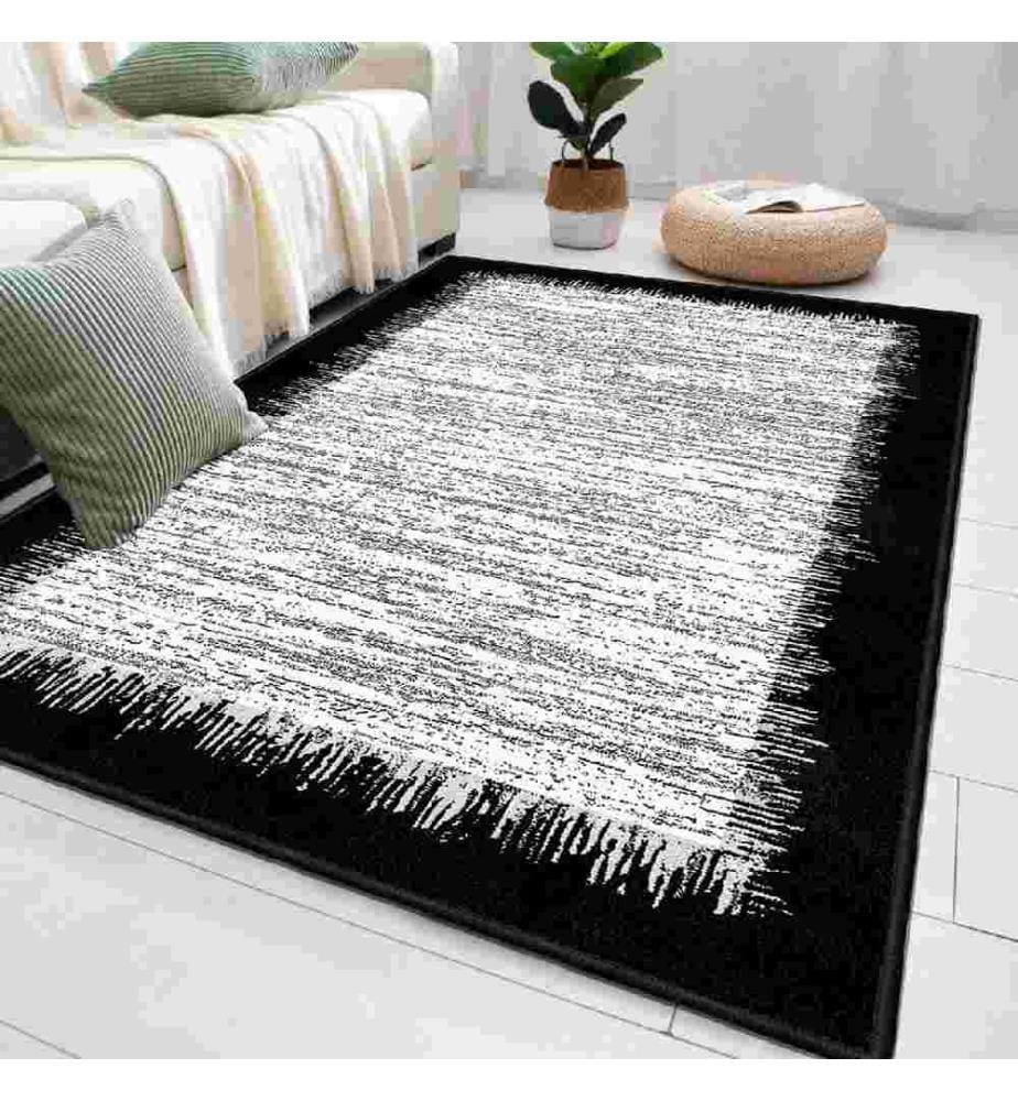 Carpet, White, Grey, Black, 100% Cotton, 80 x 200 cm