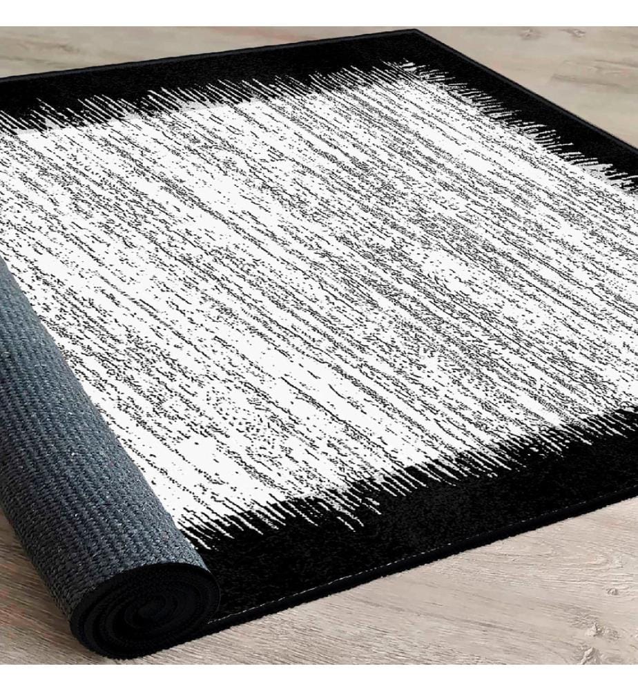 Carpet, White, Grey, Black, 100% Cotton, 80 x 200 cm