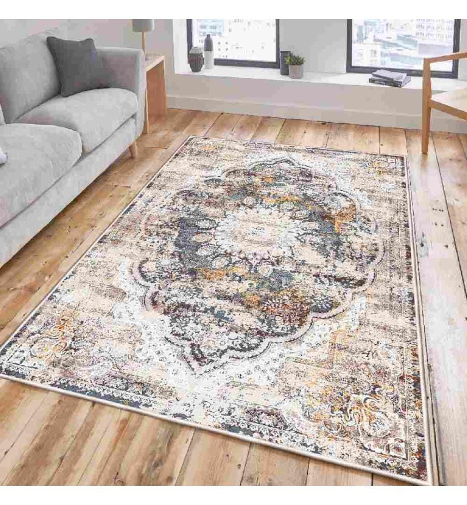 Carpet, Cream, Grey, Claret Red, 100% Cotton, 120 x 180 cm
