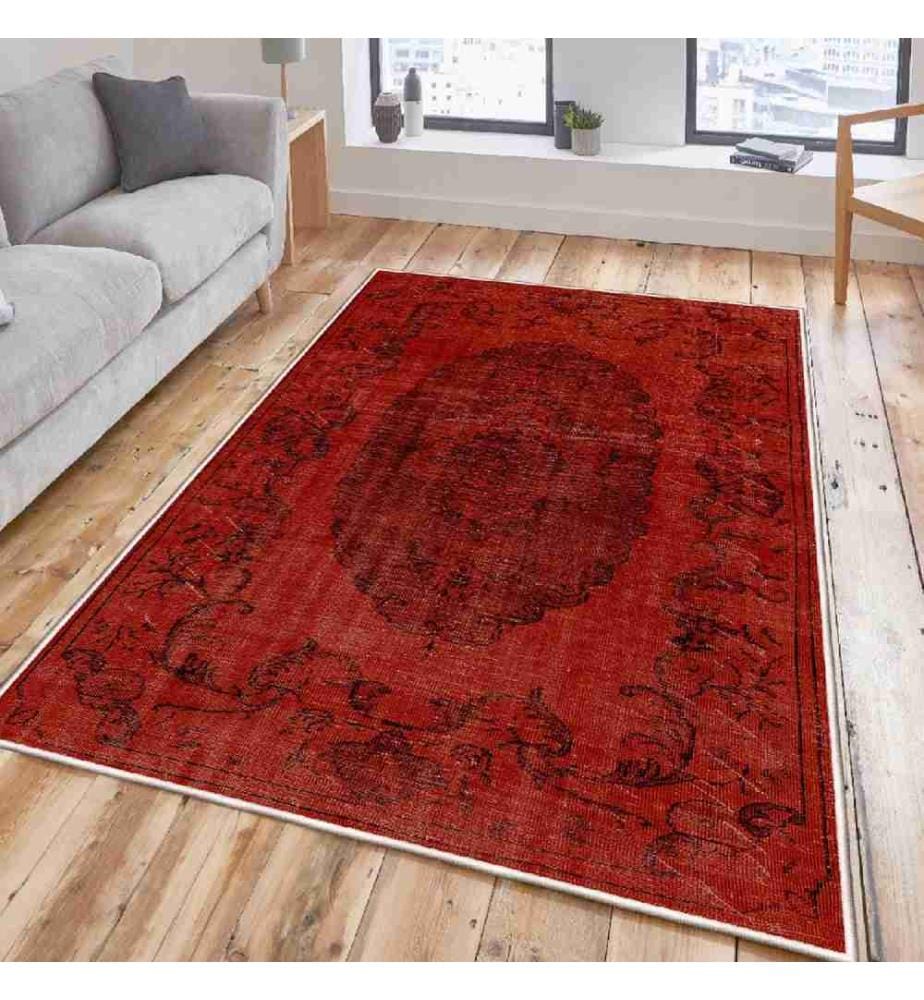 Carpet, Red, Black, 100% Cotton, 80 x 120 cm