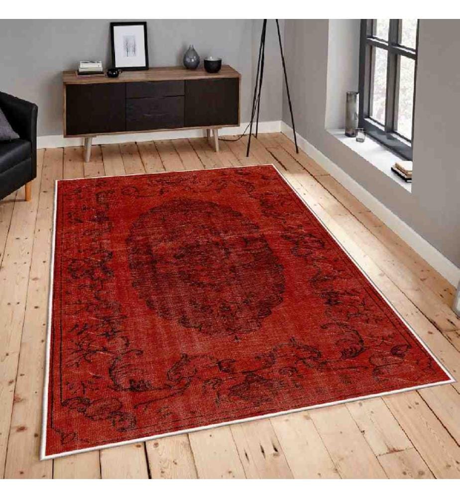 Carpet, Red, Black, 100% Cotton, 80 x 120 cm