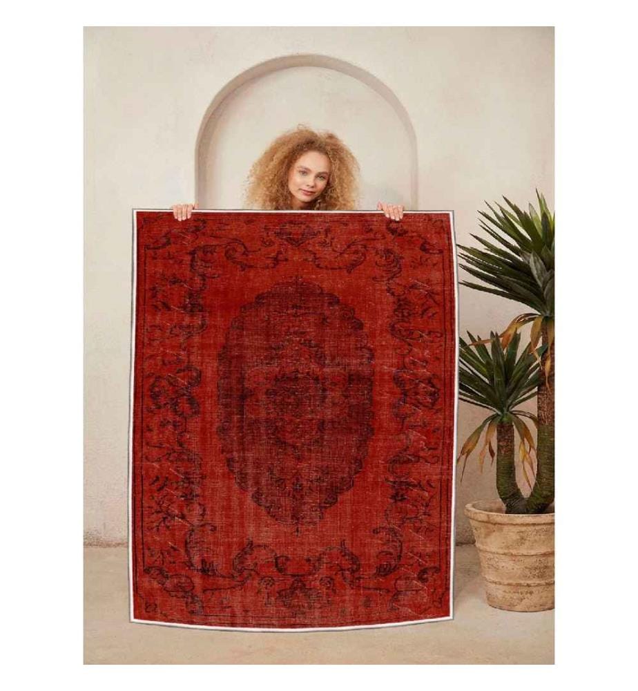 Carpet, Red, Black, 100% Cotton, 80 x 120 cm