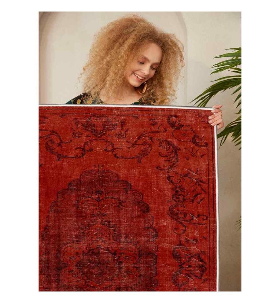 Carpet, Red, Black, 100% Cotton, 80 x 120 cm